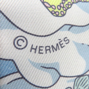 エルメス HERMES ツイリー アプリコット×ブルー×マルチカラー シルク スカーフ 【SUR MON NUAGE/私の雲】