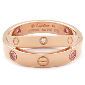 カルティエ Cartier ビーラブリング B4209748 ピンクゴールド K18PG ダイヤモンド ピンクサファイア #48(JP8) リング 指輪 4Pピンクサファイア 2Pダイヤ 750 18K PG 8号