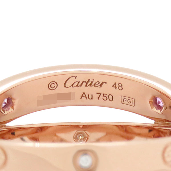 カルティエ Cartier ビーラブリング B4209748 ピンクゴールド K18PG ダイヤモンド ピンクサファイア #48(JP8) リング 指輪 4Pピンクサファイア 2Pダイヤ 750 18K PG 8号