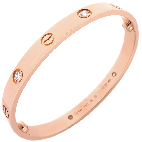 カルティエ Cartier LOVE ラブブレス ハーフダイヤ 4Pダイヤ B6069916 ピンクゴールド K18PG ダイヤモンド #16 ブレスレット 750PG RG 18K 18金