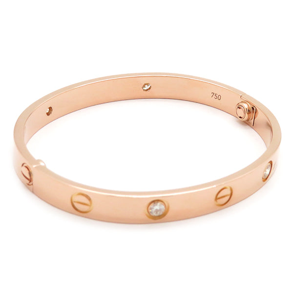 カルティエ Cartier LOVE ラブブレス ハーフダイヤ 4Pダイヤ B6069916 ピンクゴールド K18PG ダイヤモンド #16 ブレスレット 750PG RG 18K 18金