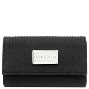 ブルガリ BVLGARI ミレリゲ ブラック レザー キーケース シルバー金具 黒 4連 4本