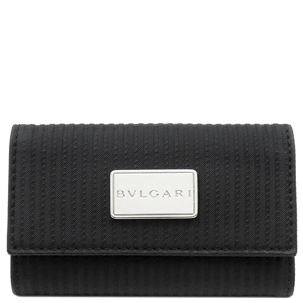 ブルガリ BVLGARI ミレリゲ ブラック レザー キーケース シルバー金具 黒 4連 4本