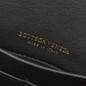 ボッテガヴェネタ BOTTEGA VENETA イントレチャート ブラック×グレー レザー 二つ折り財布 ゴールド金具 バタフライ 蝶