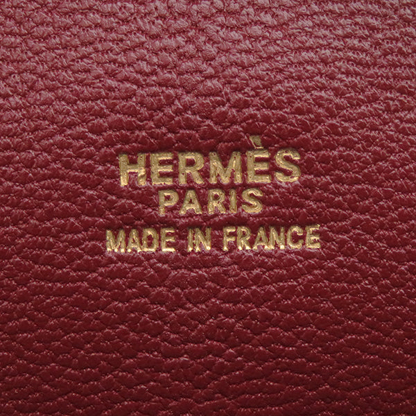 エルメス HERMES プリュム32 ルージュアッシュ ヴォーシャモニー ハンドバッグ ゴールド金具 赤