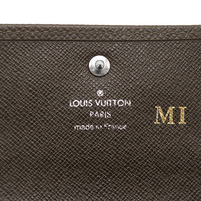 ルイヴィトン LOUIS VUITTON ポルト モネ セルゲイ M32568 グリズリ タイガ コインケース シルバー金具 ブラウン 茶 小銭入れ カード入れ