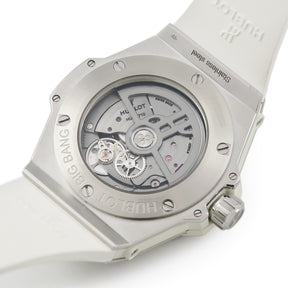 ウブロ HUBLOT ビッグバン ワンクリック スチールホワイト 465.SE.2010.RW.1204 自動巻き メンズ OH済 純正ダイヤ ホワイト