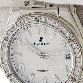 ウブロ HUBLOT ビッグバン ワンクリック スチールホワイト 465.SE.2010.RW.1204 自動巻き メンズ OH済 純正ダイヤ ホワイト