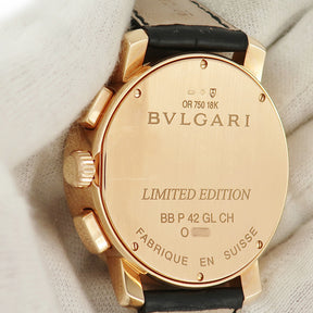 ブルガリ BVLGARI ブルガリブルガリ クロノグラフ BBP42GLCH 自動巻き メンズ OH済 K18PG無垢 ブルー 限定