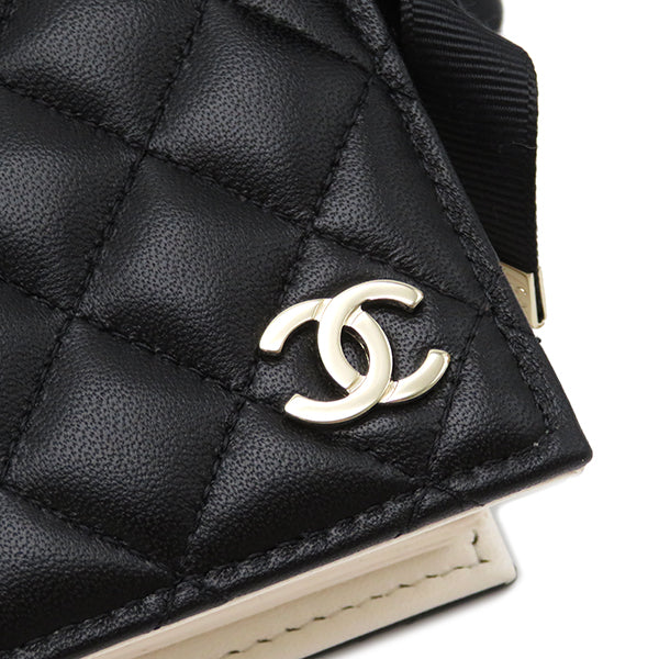 シャネル CHANEL マトラッセ ブックカードケース  AP2954 B08934 94305 ブラック ラムスキン カードケース シャンパンゴールド金具 本型 ブック チェーンショルダー