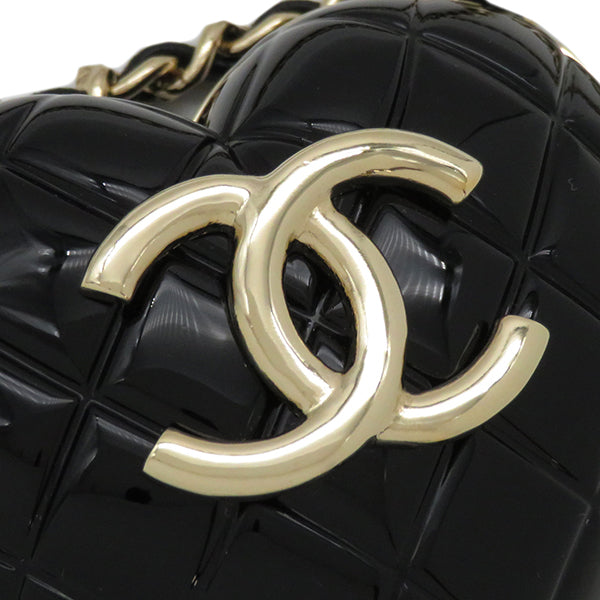 シャネル CHANEL ハート ロケット ケース AB9463 ブラック×シャンパンゴールド GP ネックレス シャンパンゴールド金具 ココマーク チェーン 黒 小物入れ