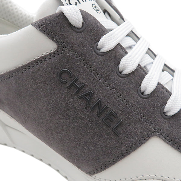 シャネル CHANEL ココマーク 24Ｃ  G45470 ホワイトXグレー レザー スウェード #39 スニーカー