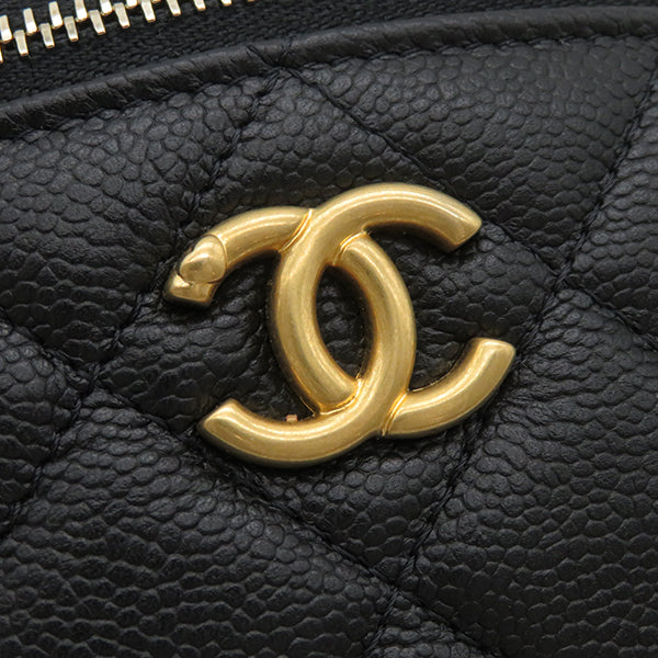 シャネル CHANEL ココマーク ボディバッグ AP4113 ブラック キャビアスキン ウエストバッグ ゴールド金具 黒 ベルト