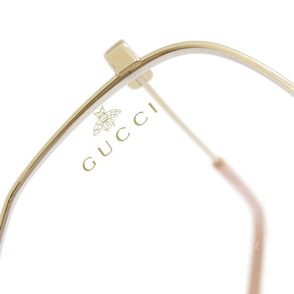 グッチ GUCCI クリア 56□18 GG0396S001 ゴールド×ベージュ プラスチック ニッケル合金 サングラス ゴールド金具