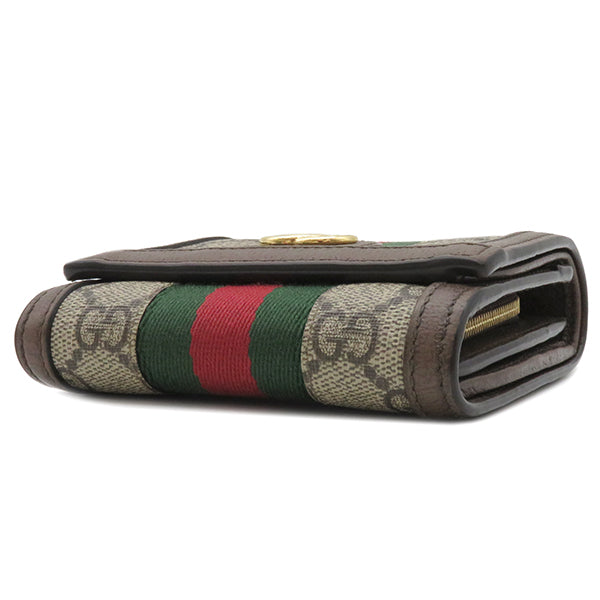 グッチ GUCCI オフィディア GG ウォレット 598662 ベージュ×エボニー GGスプリームキャンバス 二つ折り財布 ゴールド金具 ウェブ ストライプ 赤 緑 茶