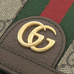 グッチ GUCCI オフィディア GG ウォレット 598662 ベージュ×エボニー GGスプリームキャンバス 二つ折り財布 ゴールド金具 ウェブ ストライプ 赤 緑 茶