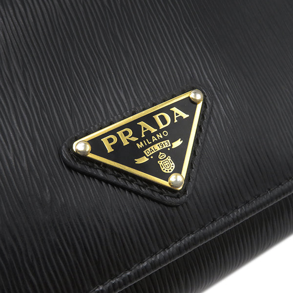 プラダ PRADA トライアングルロゴ 1MH132 NERO サフィアーノレザー 長財布 ゴールド金具 黒 二つ折り 三角ロゴ