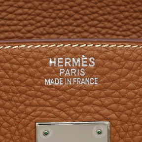 エルメス HERMES バーキン35 ゴールド トゴ ハンドバッグ シルバー金具 茶