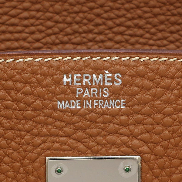 エルメス HERMES バーキン35 ゴールド トゴ ハンドバッグ シルバー金具 茶