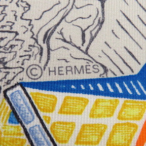 エルメス HERMES カレ45 CARRE ガヴロッシュ グリ×ルージュ×ブルー シルク スカーフ 【SUPER SILK QUEST DETA/スーパー シルク クエスト デタイユ】