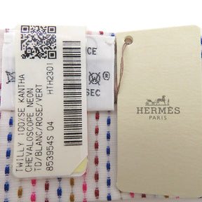 エルメス HERMES ツイリー ホワイト×ローズ×ヴェール シルク スカーフ 新品 未使用【KANTHA CHEVALOSCOPE NEON/カンタ シュヴァロスコープ ネオン】