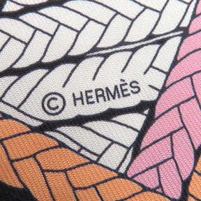 エルメス HERMES ツイリー アプリコット×ブラック×ローズ シルク スカーフ 【TRESSES H/トレスH】