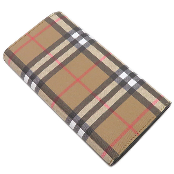 バーバリー BURBERRY ヴィンテージチェック ハルトン ウォレット 4071410 ベージュ×ブラック キャンバス レザー 長財布 ゴールド金具 二つ折り