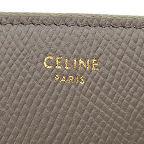 セリーヌ CELINE コンパクト ジップ ウォレット 10B663 ペブル レザー コインケース ゴールド金具 カードケース グレージュ