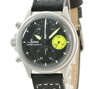 ジン SINN 356ユーロフリーガー3 クロノグラフ 356.EURO FLIEGER.3 自動巻き メンズ ブラック 日本限定 左側リューズ