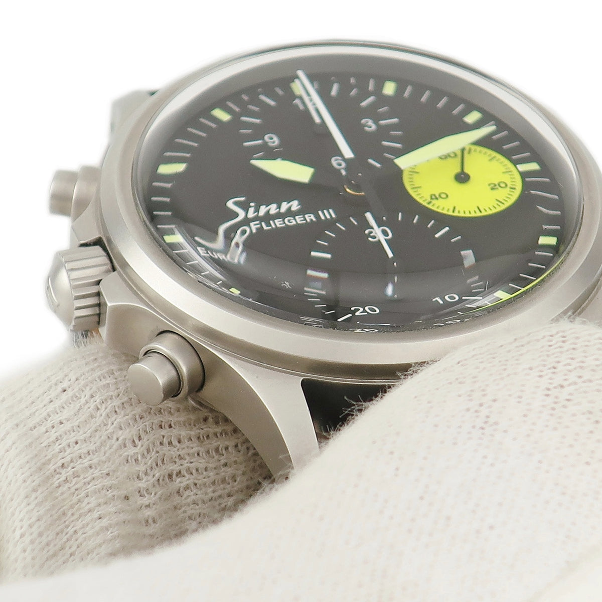 ジン SINN 356ユーロフリーガー3 クロノグラフ 356.EURO FLIEGER.3 自動巻き メンズ ブラック 日本限定 左側リューズ