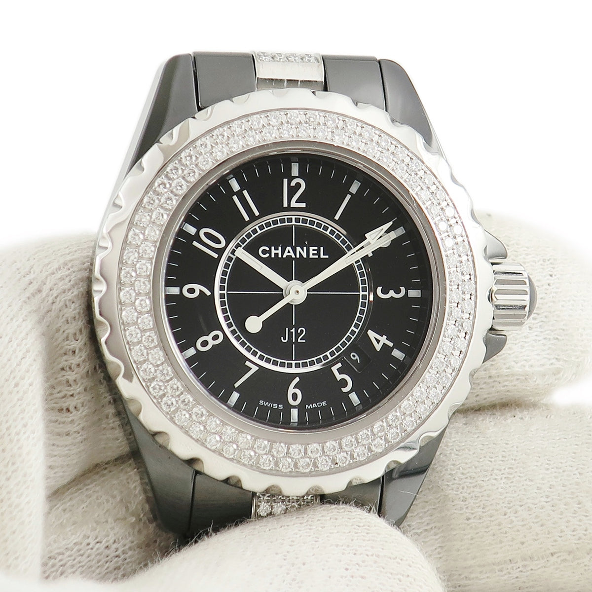 シャネル CHANEL J12 33MM  H1338 クオーツ レディース 純正ダイヤ ブラック セラミック