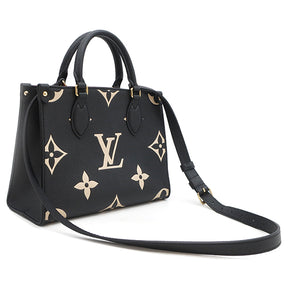 ルイヴィトン LOUIS VUITTON オンザゴー PM M45659 ブラック×ベージュ モノグラムアンプラント 2WAYバッグ ゴールド金具 黒 ハンドバッグ ショルダーバッグ