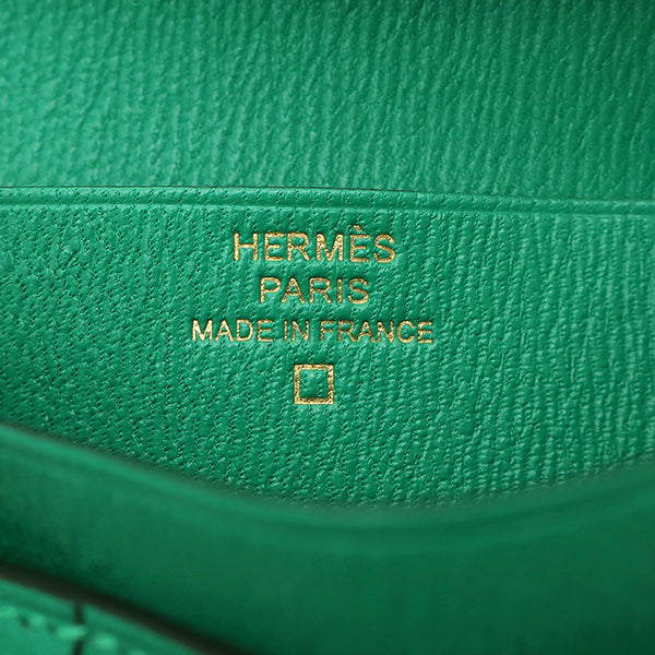 エルメス HERMES ベアンコンパクト ヴェールジェイド アリゲーター 二つ折り財布 ゴールド金具 新品 未使用 緑 クロコ