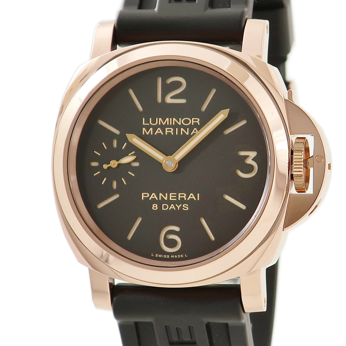 パネライ PANERAI ルミノールマリーナ 8DAYS オロロッソ PAM00511 P***/500 手巻き メンズ OH済 P番 限定 K18PG無垢 ブラウン