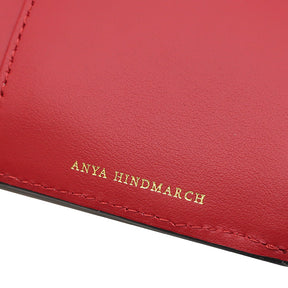 アニヤ・ハインドマーチ Anya Hindmarch ピーピング アイズ 159906 ブラック×レッド ゴートスキン 二つ折り財布 ゴールド金具 黒 赤 新品 未使用