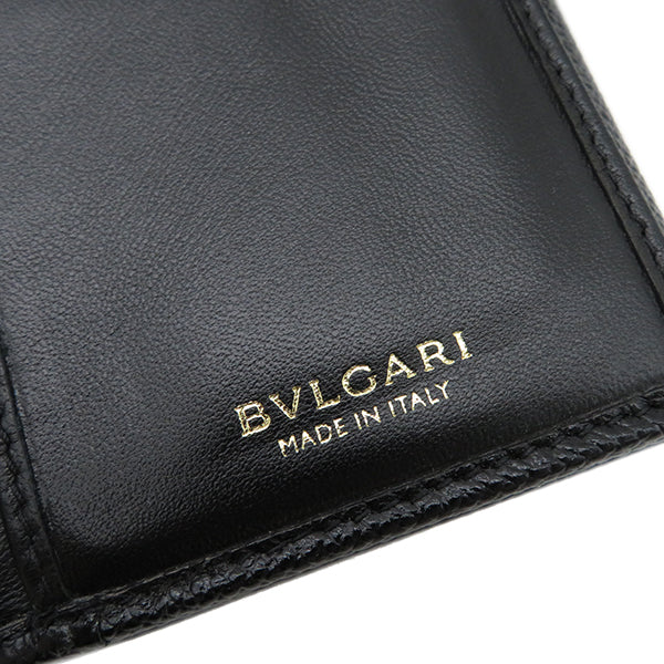 ブルガリ BVLGARI ブルガリブルガリ ロゴクリップ ブラック レザー 二つ折り財布 ゴールド金具 黒