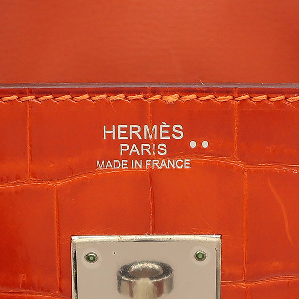 エルメス HERMES バーキン30 オレンジ ニロティカス ハンドバッグ シルバー金具 クロコ