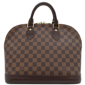 ルイヴィトン LOUIS VUITTON アルマ N51131 ダミエエベヌ ダミエキャンバス ハンドバッグ ゴールド金具 茶 赤