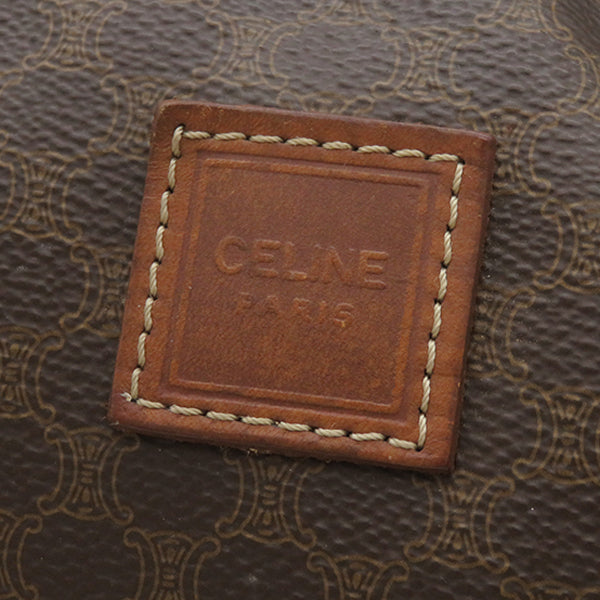 セリーヌ CELINE マカダム ポーチ ブラウン PVC レザー ポーチ ゴールド金具 小物入れ クラッチ 茶