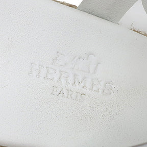 エルメス HERMES エスパドリーユ イテア30 H241230Z  ホワイト レザー 麻 #36 サンダル ウエッジソール