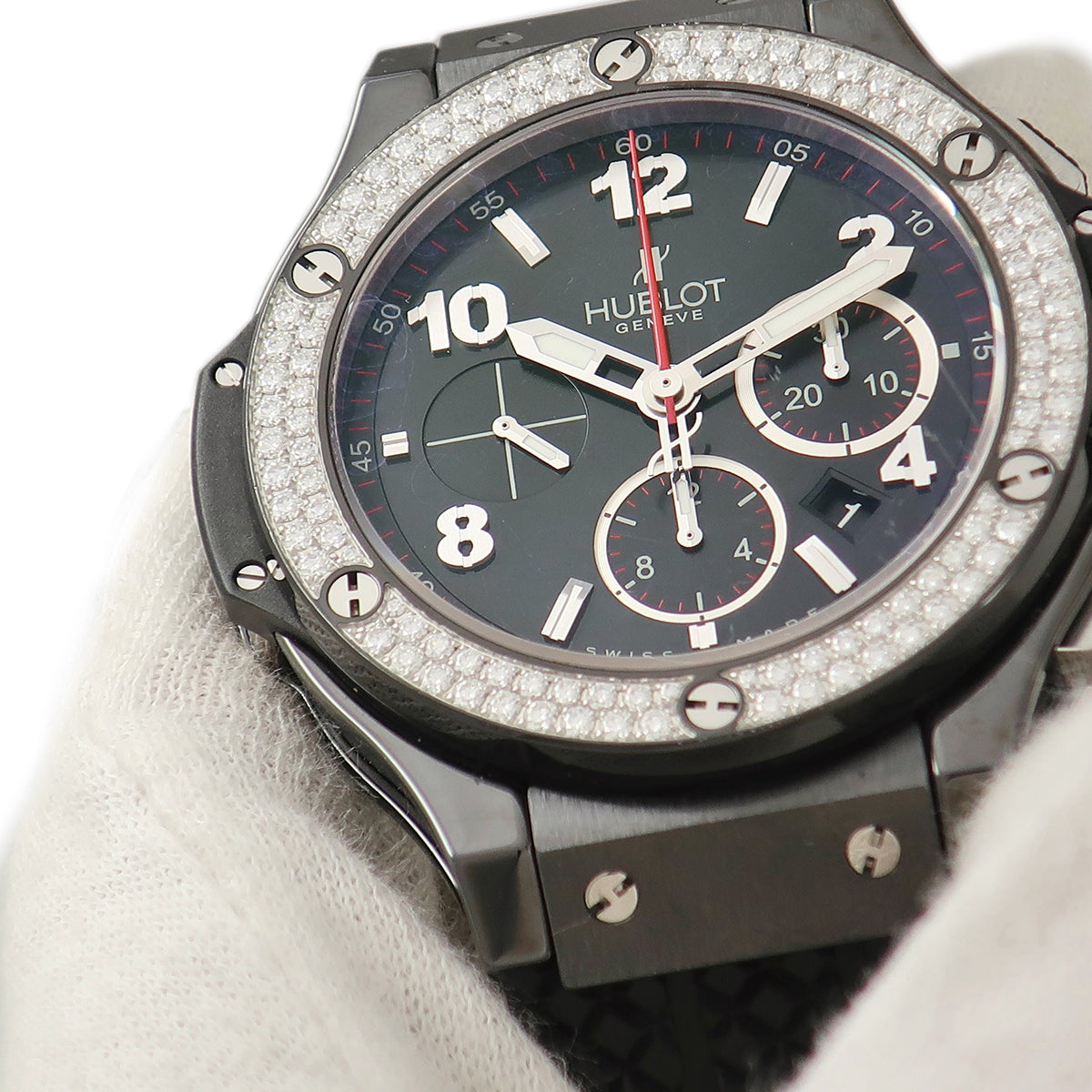 ウブロ HUBLOT ビッグバン ブラックマジック 301.CV.130.RX.114 自動巻き メンズ 純正ダイヤ ブラック レッド バー