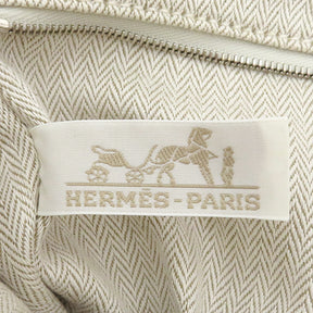 エルメス HERMES フールビ25 ナチュラル トワルシェブロン レザー ポーチ シルバー金具 バッグインバッグ