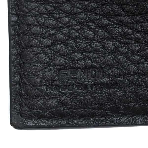 フェンディ FENDI セレリア ミニ ウォレット 7M2800 ブラック レザー 三つ折り財布 シルバー金具 黒 コンパクトウォレット