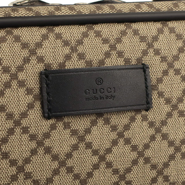 グッチ GUCCI ディアマンテ トラベルバッグ 246459 ブラック×ベージュ PVC レザー キャリーバッグ シルバー金具 スーツケース 2輪 黒