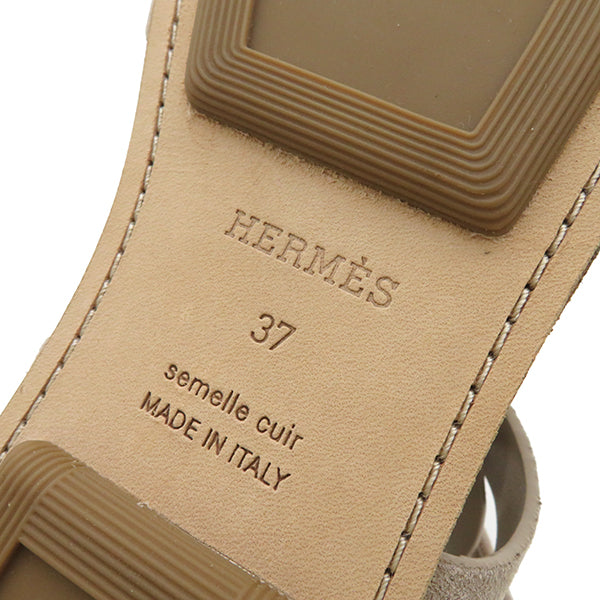 エルメス HERMES ガラテ H231301Z ベージュ スウェード レザー #37 サンダル 2023SS フラットサンダル