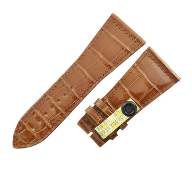 フランクミュラー FRANCK MULLER マスタースクエア 6000 KING用 クロコバンド ブラウン クロコダイル 腕時計パーツ 未使用 純正 シャイニー 艶 30mm ブラウン 茶