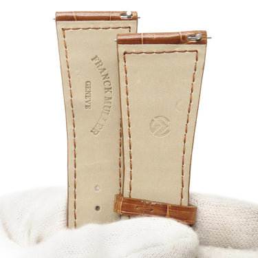 フランクミュラー FRANCK MULLER マスタースクエア 6000 H用 クロコバンド ブラウン クロコダイル 腕時計パーツ 未使用 純正 替え シャイニー 艶 26mm ブラウン 茶