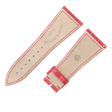 フランクミュラー FRANCK MULLER マスタースクエア 6000 H用 クロコバンド レッド クロコダイル 腕時計パーツ 純正 替え シャイニー 艶 26mm レッド 赤