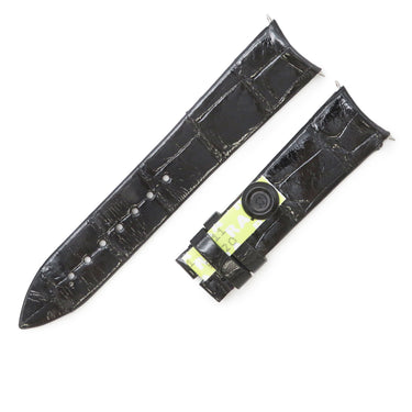 フランクミュラー FRANCK MULLER ラウンド 8035用 クロコバンド ブラック クロコダイル 腕時計パーツ 新品同様 純正 ベルト ショート 艶 18mm ブラック 黒