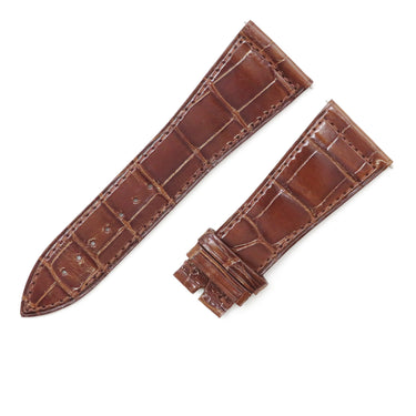 フランクミュラー FRANCK MULLER マスタースクエア 6000 H用 クロコバンド ブラウン クロコダイル 腕時計パーツ 未使用 純正 替え シャイニー 艶 26mm ブラウン 茶